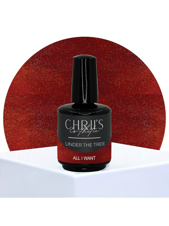 All I Want – Vernis Semi-Permanent UV/LED Rouge Bordeaux Pailleté Gold