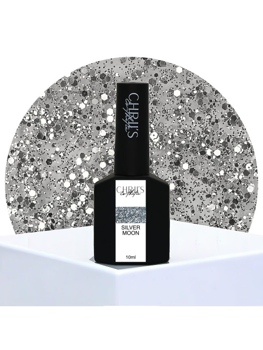 Silver Moon – Vernis Semi-Permanent UV/LED Pailleté Argent | 10 ml