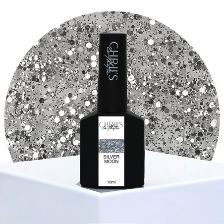 Silver Moon – Semi-Permanent UV/LED Glitter Silver Nail Polish | 10 ml