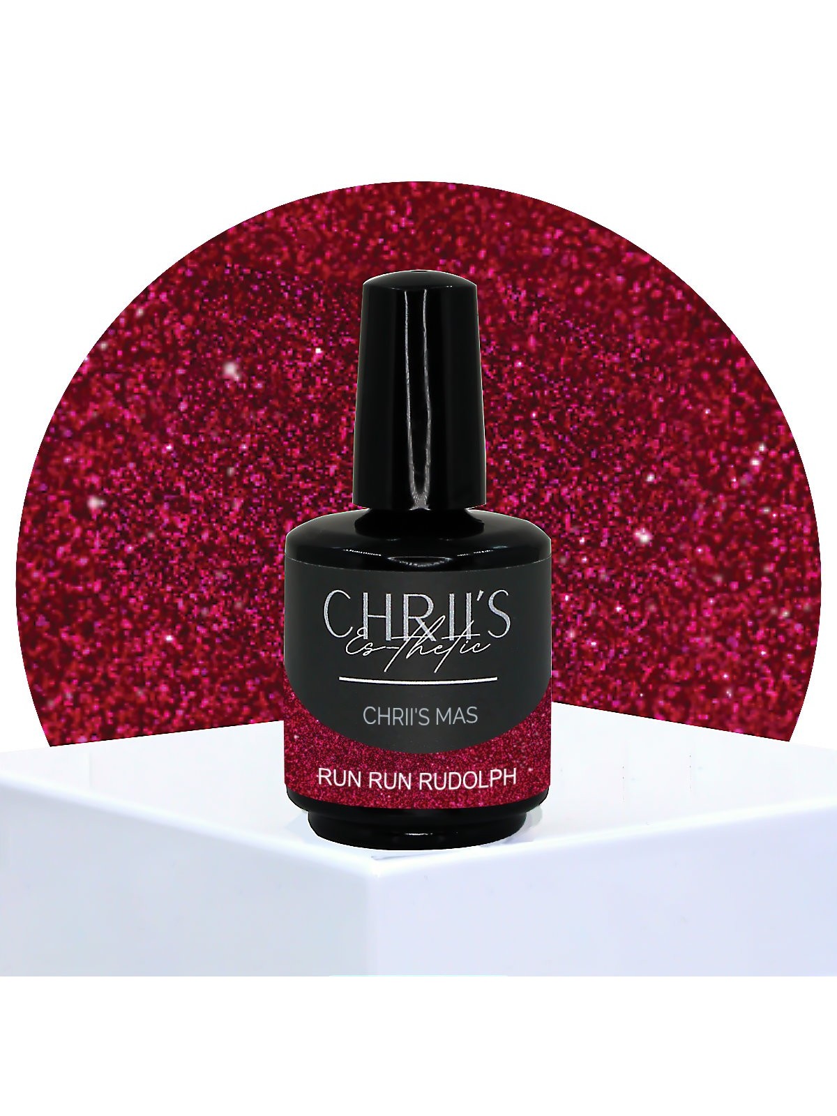 Run Run Rudolph – Semi-Permanent UV/LED Glitter Burgundy Nail Polish