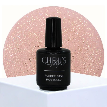 Rubber Base RosyGold - Roze Goud Glitter Base, vegan | 15 ml