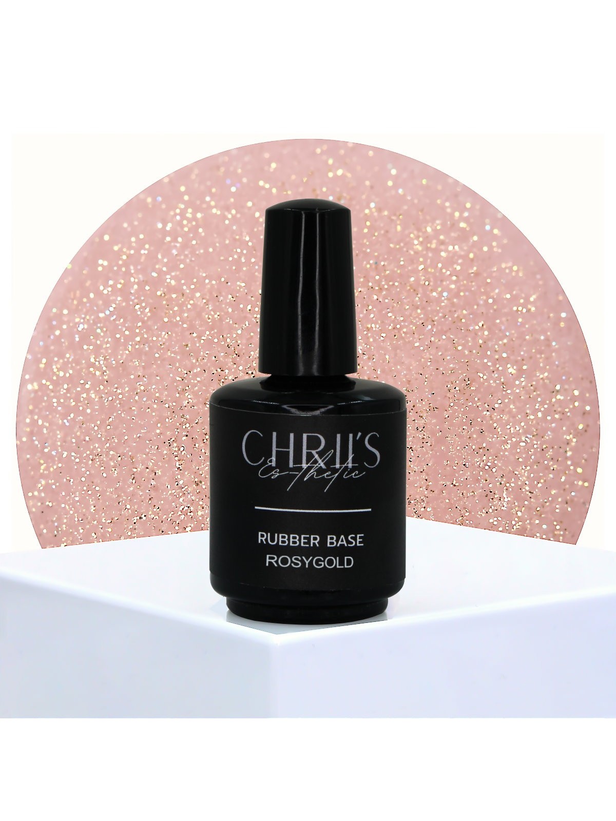 Rubber Base RosyGold - Pink Gold Glitter Base, Vegan | 15 ml