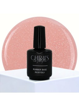 Rubber Base RosySilv - Base rosé paillettes silver | 15 ml