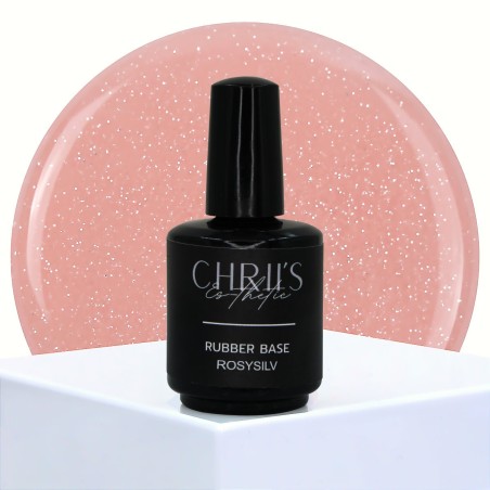 Rubber Base RosySilv - Pink Silver Glitter Base, Vegan | 15 ml