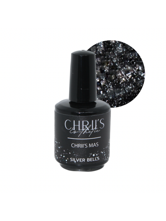 Silver Bells – Semi-Permanent UV/LED Glitter Black Silver Nail Polish