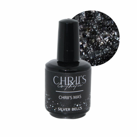 Silver Bells – Semi-Permanent UV/LED Glitter Black Silver Nail Polish