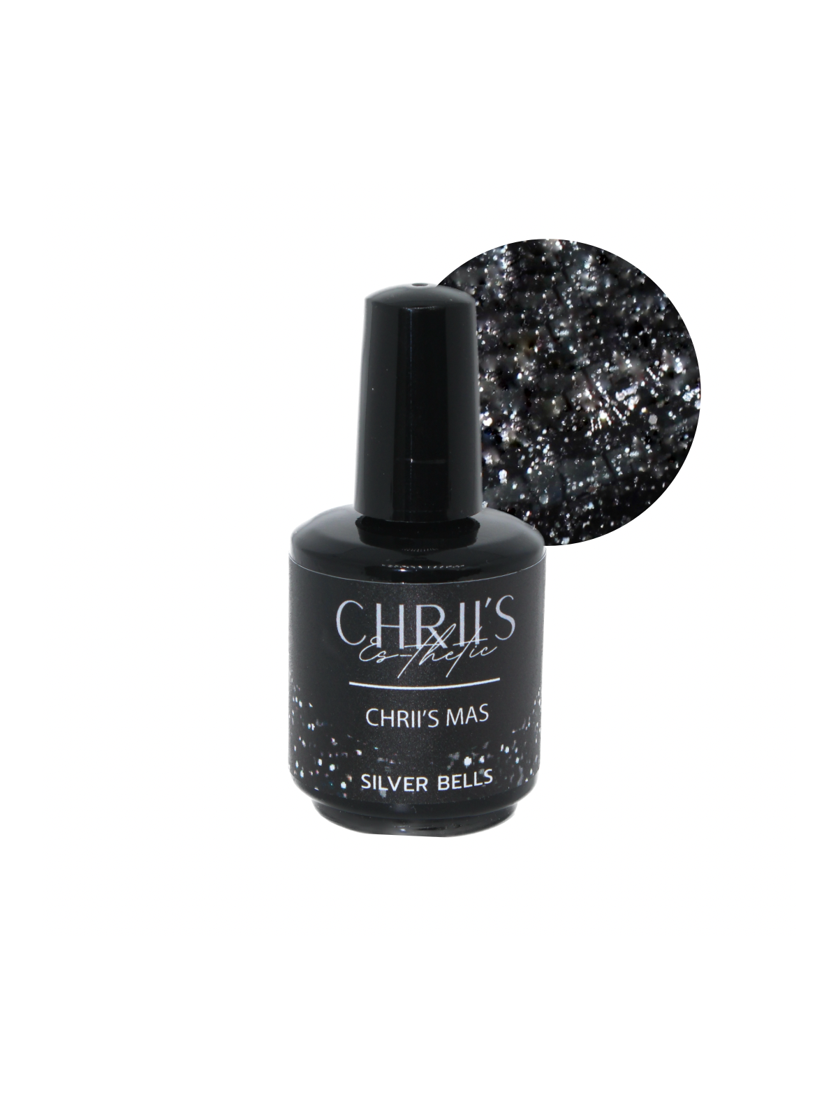 Silver Bells – Semi-Permanent UV/LED Glitter Black Silver Nail Polish