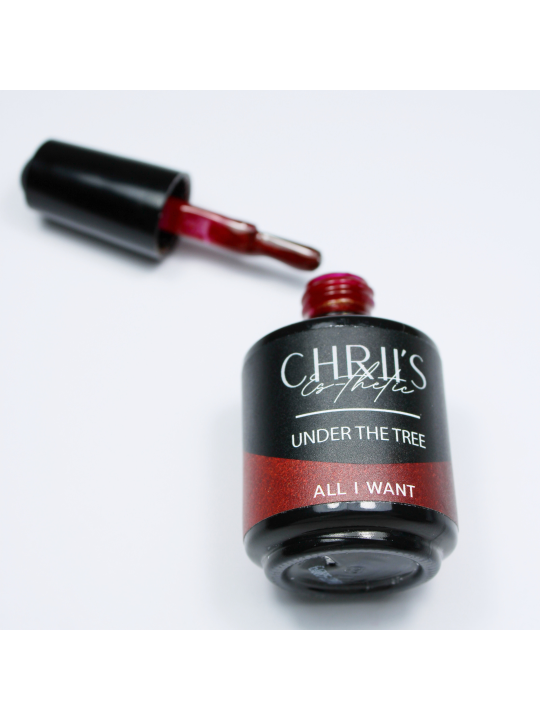 All I Want – Vernis Semi-Permanent UV/LED Rouge Bordeaux Pailleté Gold