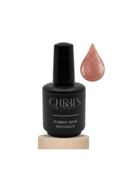Rubber Base RosyGold - Base rosé paillettes gold, vegan | 15 ml