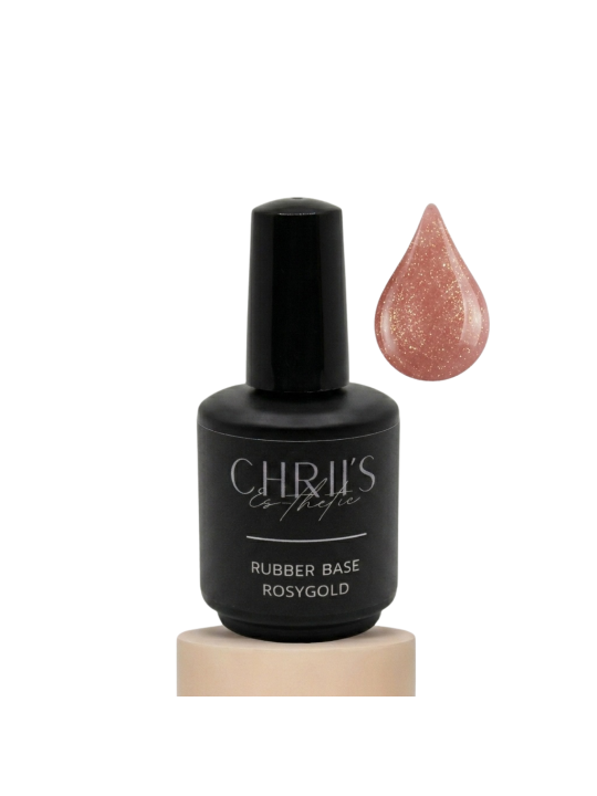 Rubber Base RosyGold - Roze Goud Glitter Base, vegan | 15 ml