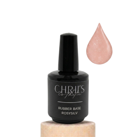 Rubber Base RosySilv - Base rosé paillettes silver | 15 ml
