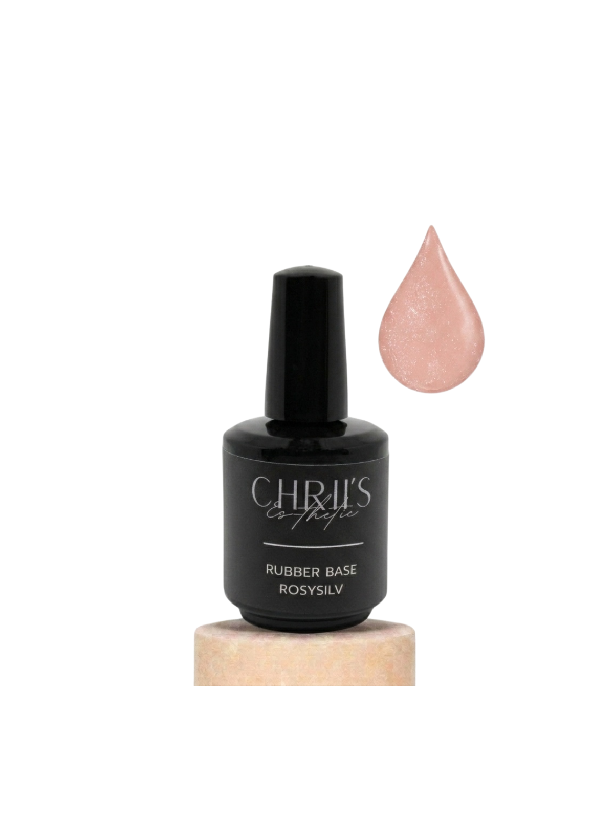 Rubber Base RosySilv - Base rosé paillettes silver | 15 ml