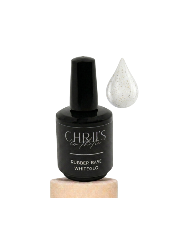 Rubber Base WhiteGlo - Milchweiße Gold Glitzer Base, vegan | 15 ml