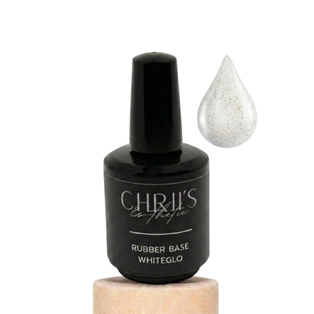 Rubber Base WhiteGlo - Base blanc laiteux paillettes gold | 15 ml
