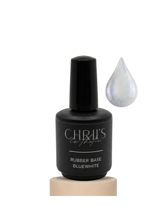 Rubber Base BlueWhite - Base blanc laiteux paillettes bleues | 15 ml