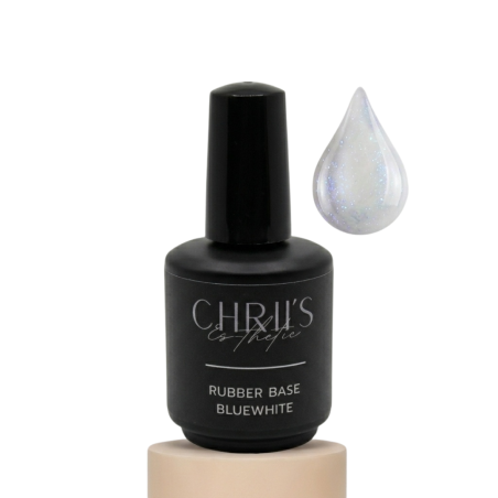 Rubber Base BlueWhite - Base blanc laiteux paillettes bleues | 15 ml