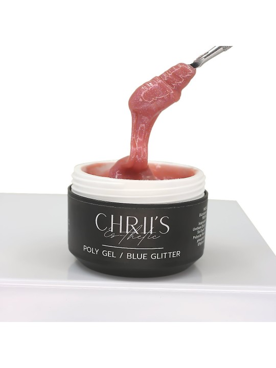 Polygel Blue Glitter - Polygel rosé paillettes bleues | 30/50 ml