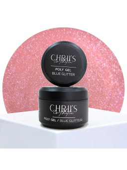 Polygel Blue Glitter - Roze Polygel blauwe glitter, vegan | 30/50 ml