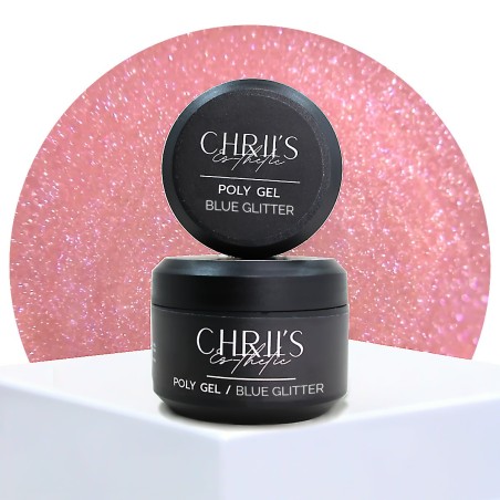 Polygel Blue Glitter - Polygel rosé paillettes bleues | 30/50 ml