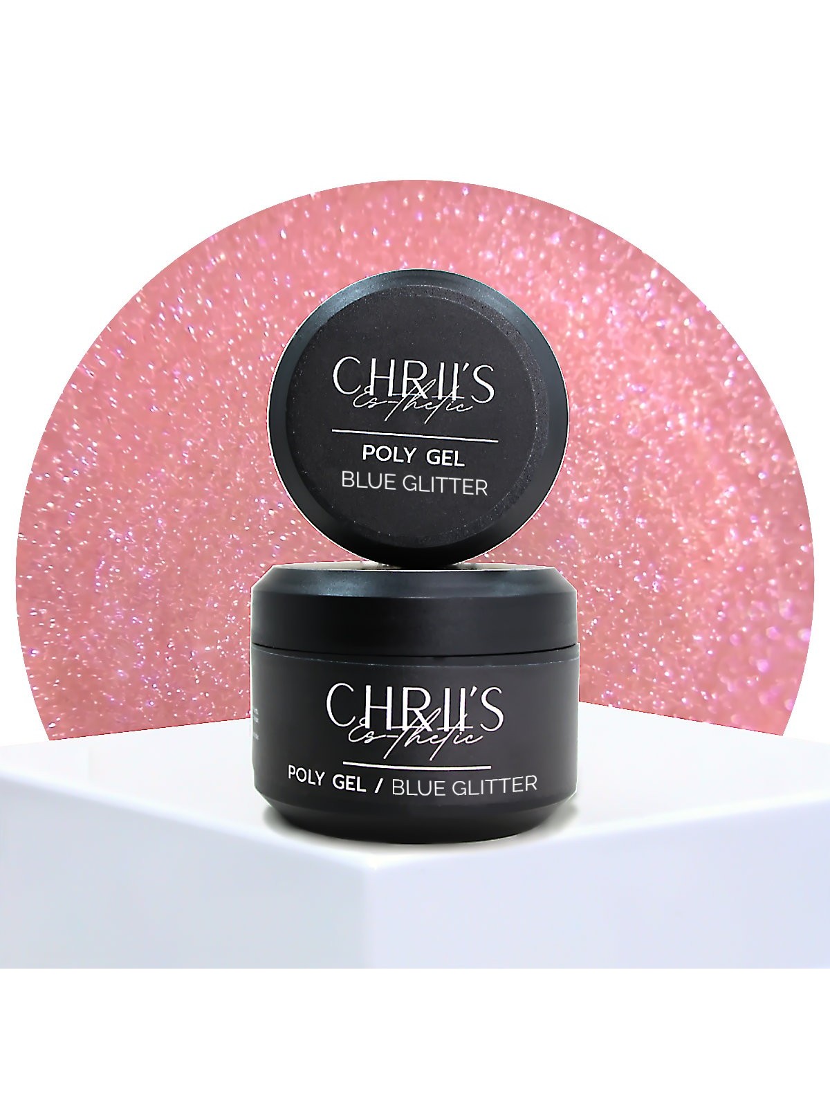 Polygel Blue Glitter -Rosé Polygel blaue Glitzer, vegan | 30/50 ml