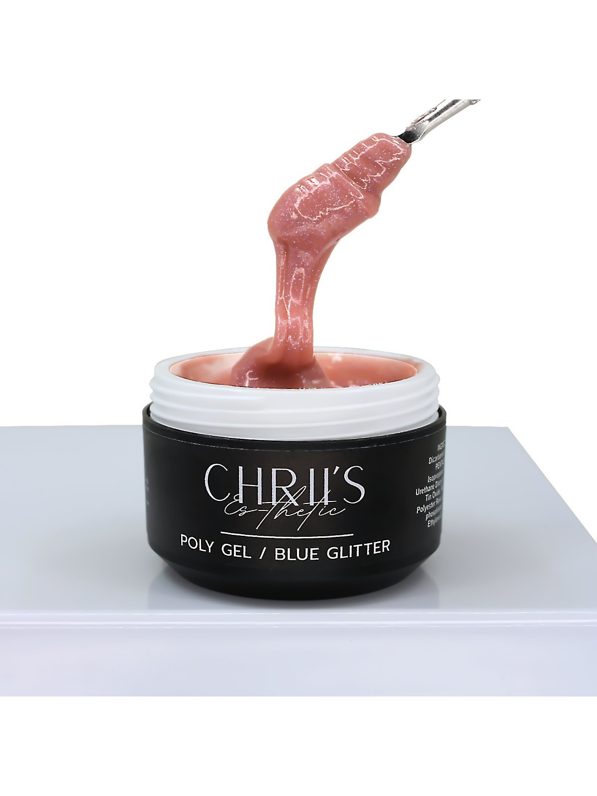 Polygel Blue Glitter - Pink Polygel Blue Glitter, Vegan | 30/50 ml