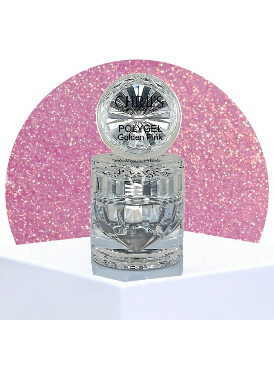 Polygel Golden Pink - Polygel rosé doré paillettes, vegan | 30/50 ml