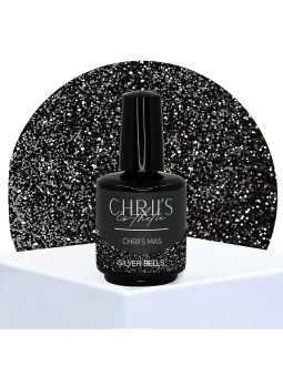 Silver Bells – Vernis Semi-Permanent UV/LED Noir Pailleté Argent
